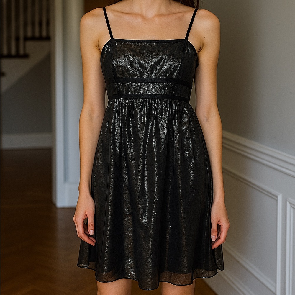 Calvin Klein Classic Black Metallic Sheath Dress Women's Size 10